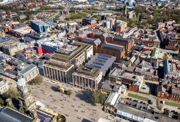 The Bolton News: An artists impression of the original redevelopment proposal for Crompton Place shopping centre in Bolton (Hive Land & Planning)
